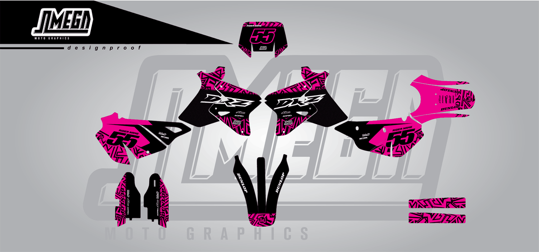 suzuki drz 400s black radix sticker kit flat lay