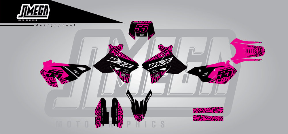 suzuki drz 400sm black radix sticker kit flat lay
