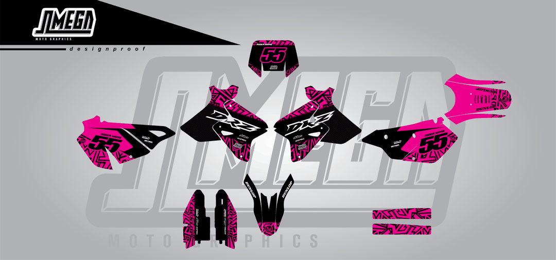suzuki drz 400sm black radix sticker kit flat lay