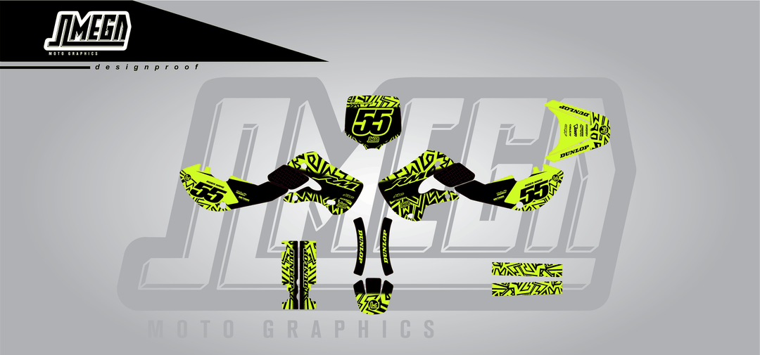 suzuki rm 65 neon radix sticker kit flat lay