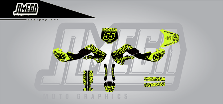 suzuki rm 65 neon radix sticker kit flat lay