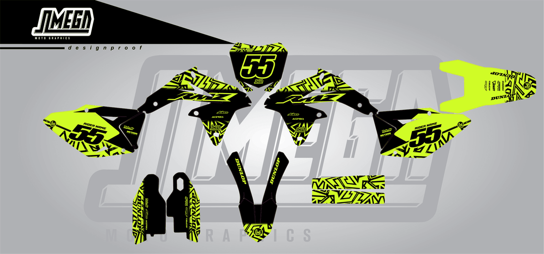 suzuki rmz 450 neon radix sticker kit flat lay