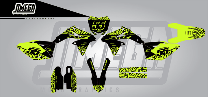 suzuki rmz 450 neon radix sticker kit flat lay