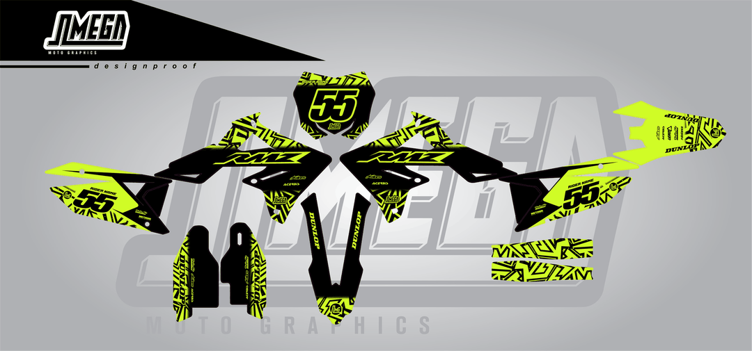 suzuki rmz 450 neon radix sticker kit flat lay