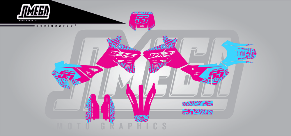 suzuki drz 400s pink radix sticker kit flat lay