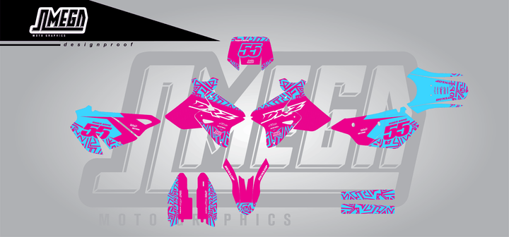 suzuki drz 400sm pink radix sticker kit flat lay