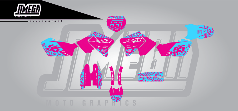 suzuki rm 250 pink radix sticker kit flat lay