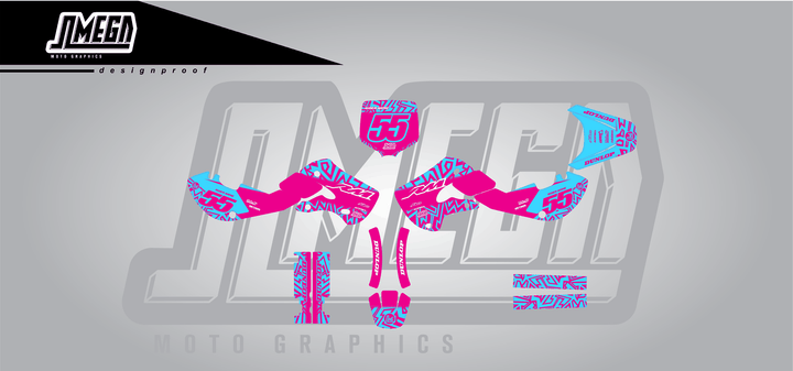 suzuki rm 65 pink radix sticker kit flat lay