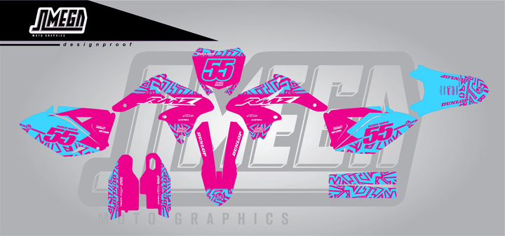 suzuki rmz 250 pink radix sticker kit flat lay