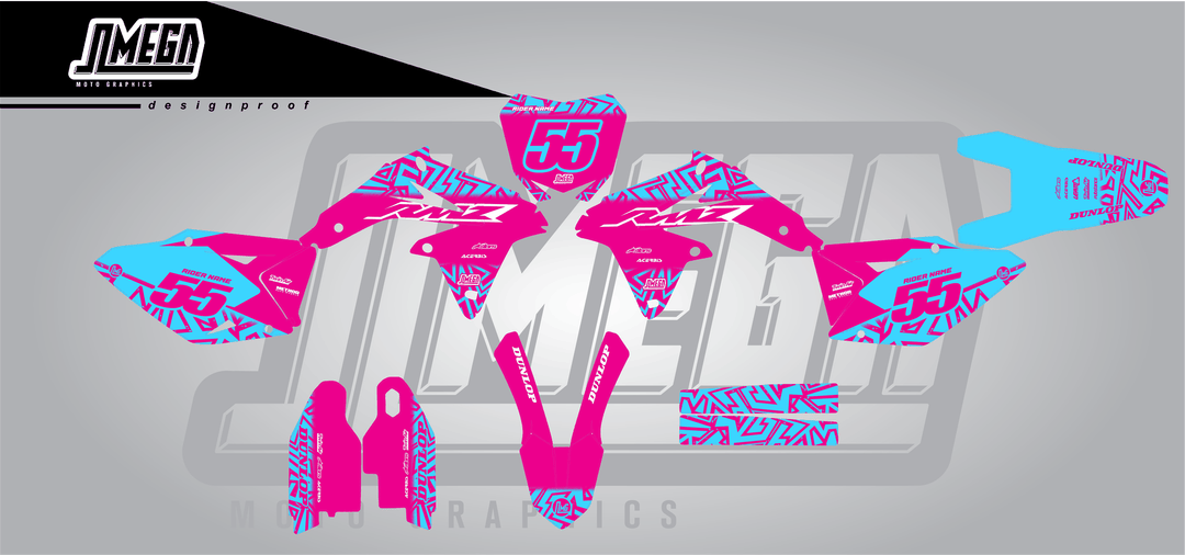 suzuki rmz 450 pink radix sticker kit flat lay