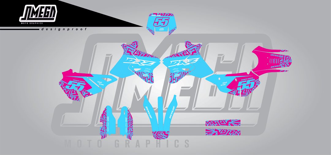 suzuki drz 400s blue radix sticker kit flat lay