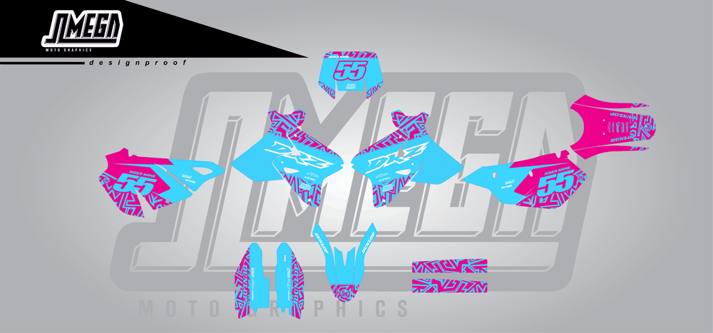 suzuki drz 400sm blue radix sticker kit flat lay