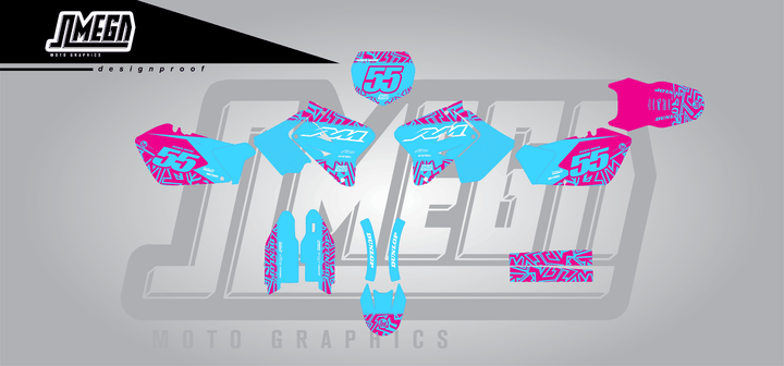 suzuki rm 125 blue radix sticker kit flat lay