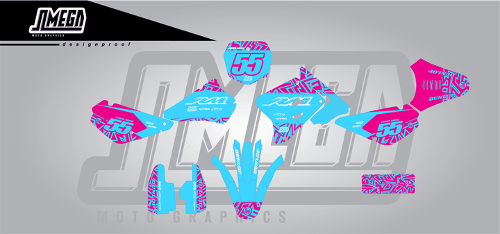 suzuki rm 85 blue radix sticker kit flat lay
