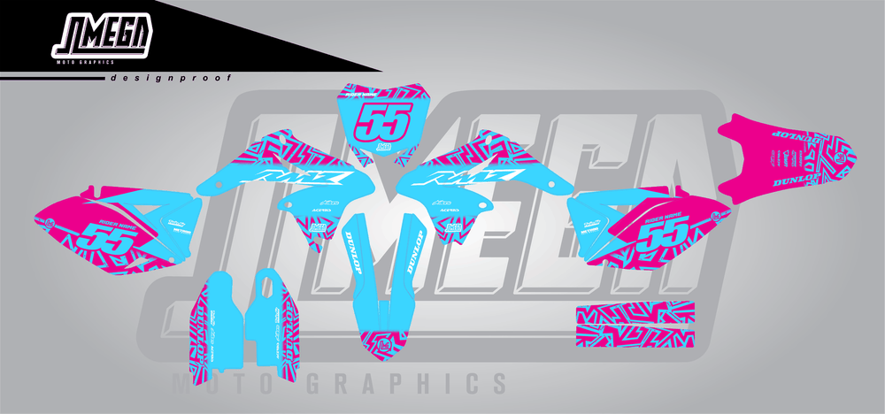suzuki rmz 250 blue radix sticker kit flat lay