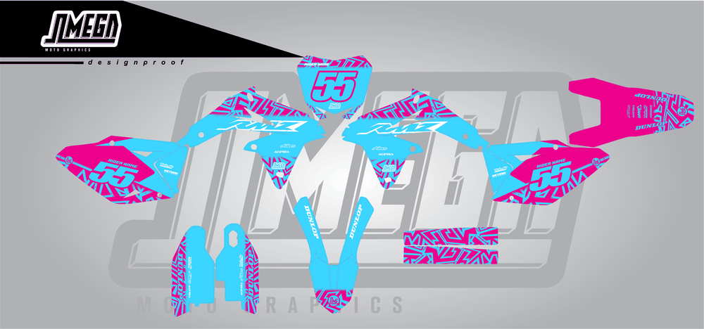 suzuki rmz 450 blue radix sticker kit flat lay