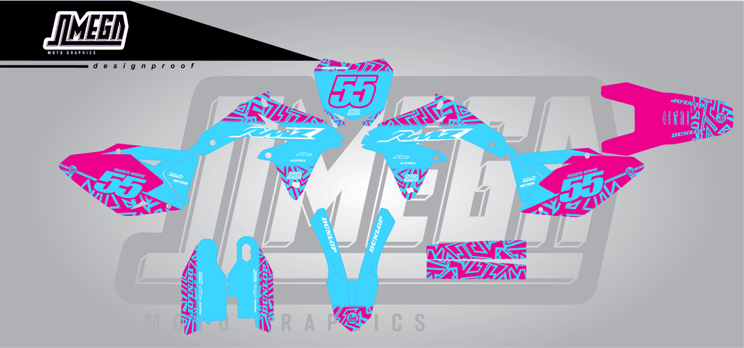 suzuki rmz 450 blue radix sticker kit flat lay