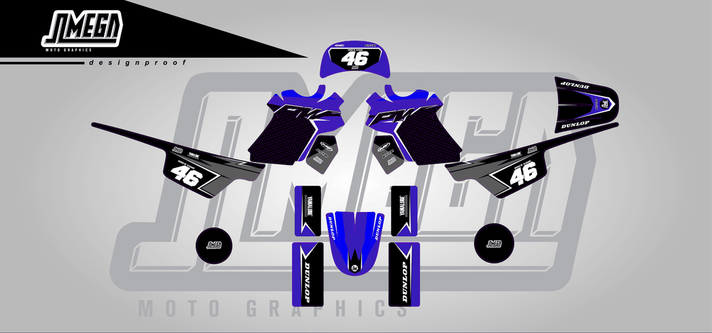yamaha pw 50 black concept sticker kit flat lay