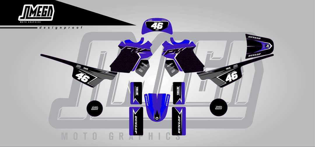 yamaha pw 50 black concept sticker kit flat lay