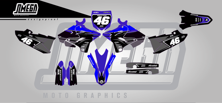 yamaha yz 125 black concept sticker kit flat lay