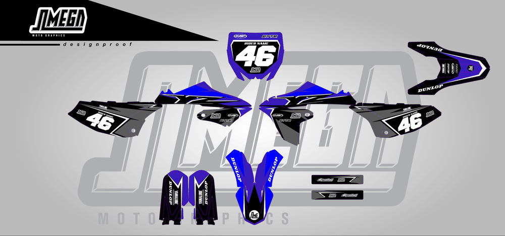 yamaha yz 65 black concept sticker kit flat lay