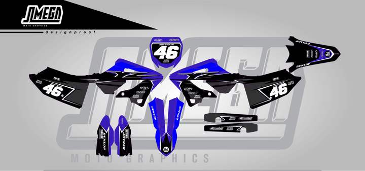 yamaha yz125x black concept sticker kit flat lay