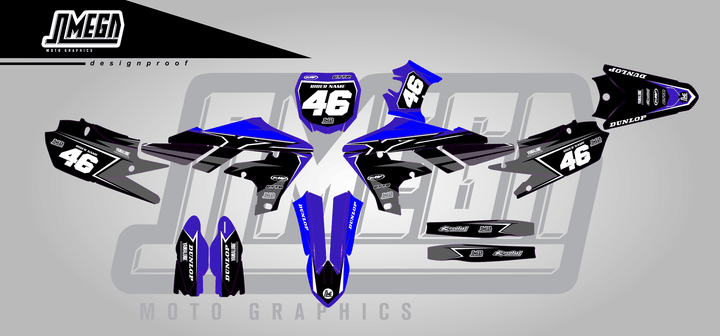yamaha yz250f black concept sticker kit flat lay