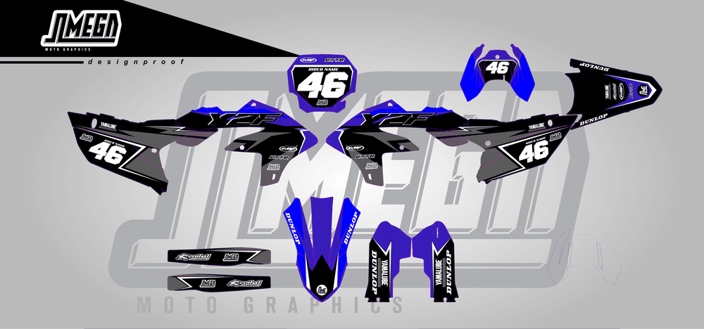 yamaha yz250f black concept sticker kit flat lay