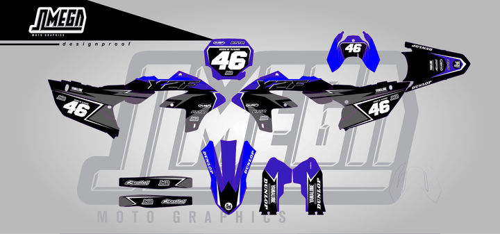yamaha yz250fx black concept sticker kit flat lay