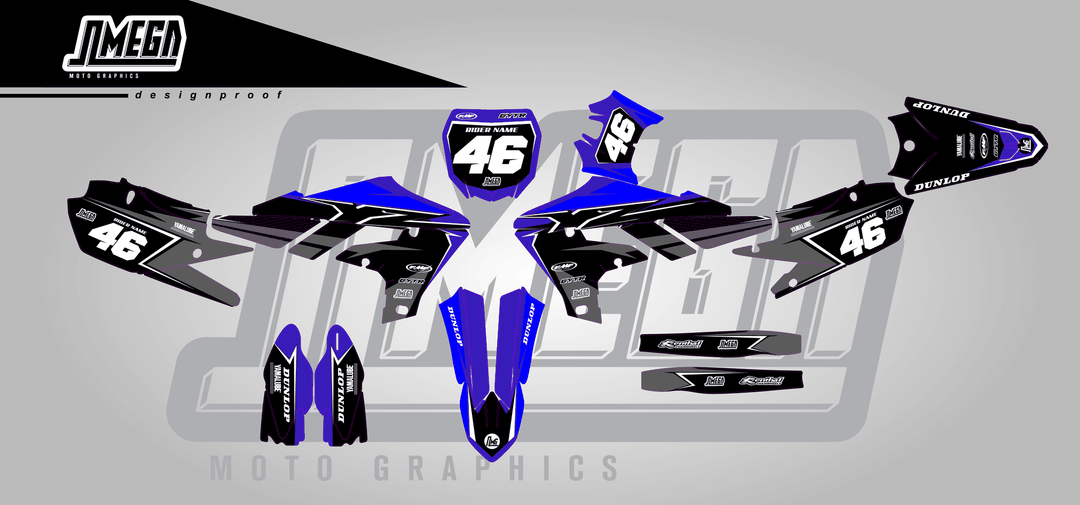 yamaha yz450f black concept sticker kit flat lay