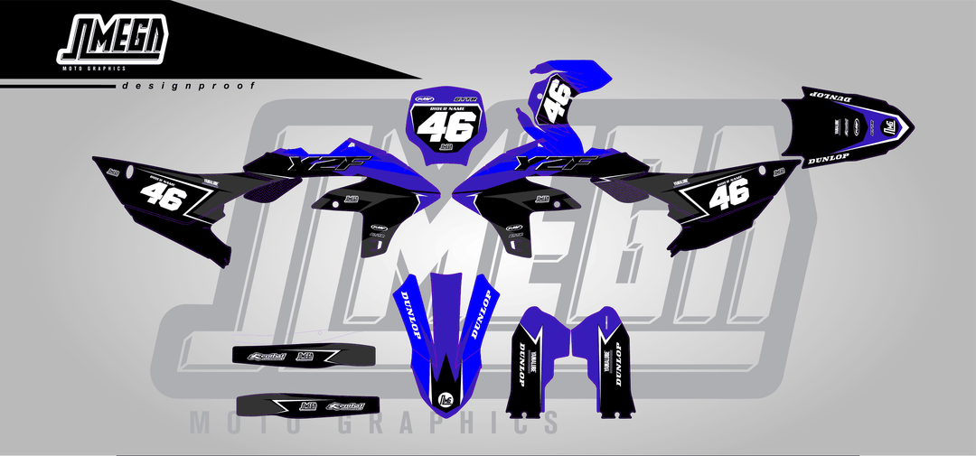 yamaha yz450f black concept sticker kit flat lay