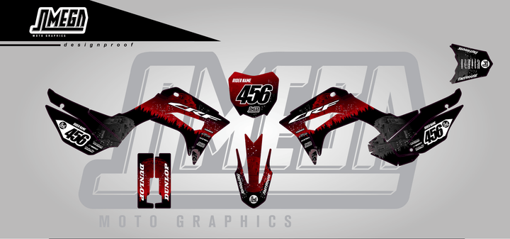 honda crf 110f red death star sticker kit flat lay