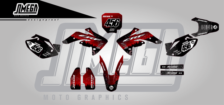 honda crf 150r red death star sticker kit flat lay
