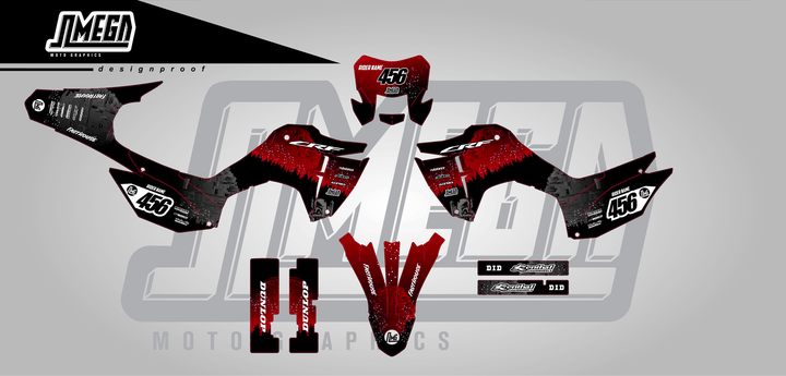 honda crf 300f red death star sticker kit flat lay