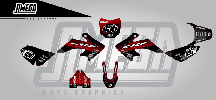 honda crf 50 red death star sticker kit flat lay