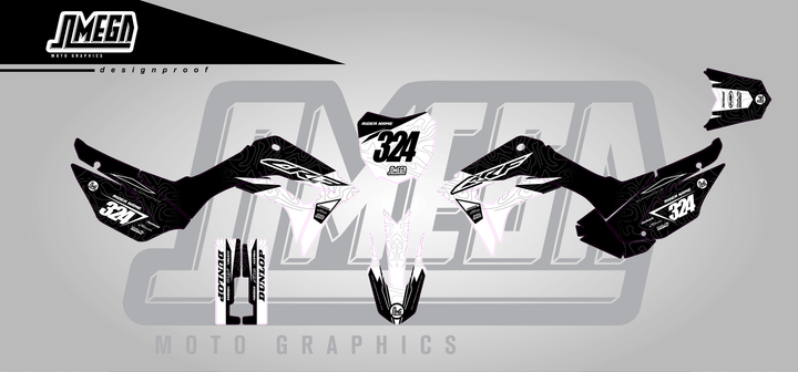 honda crf 110f black expansion sticker kit flat lay