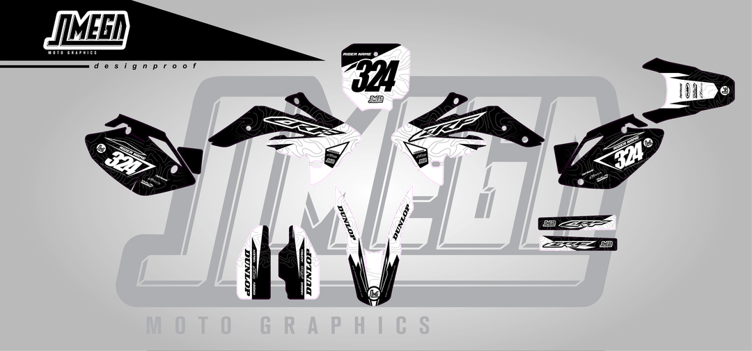 honda crf 150r black expansion sticker kit flat lay