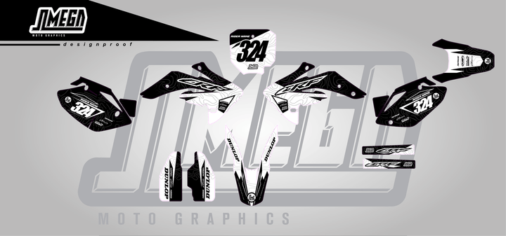 honda crf 150r black expansion sticker kit flat lay