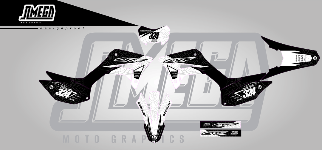 honda crf 250f black expansion sticker kit flat lay