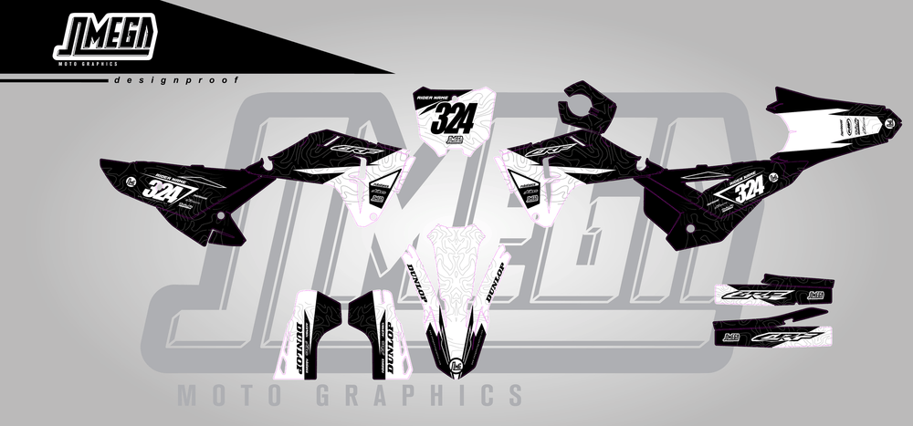 honda crf 250r black expansion sticker kit flat lay