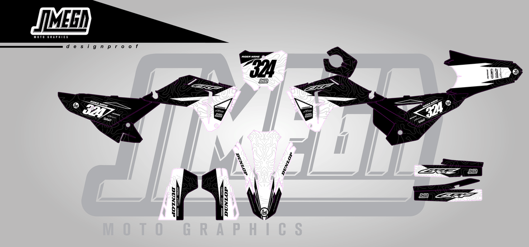 honda crf 250r black expansion sticker kit flat lay