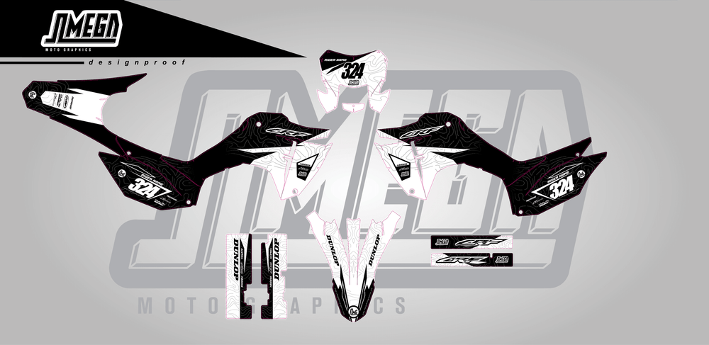 honda crf 300f black expansion sticker kit flat lay