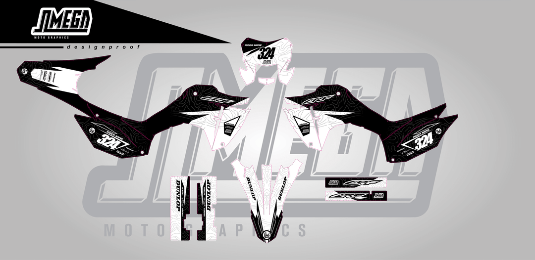 honda crf 300f black expansion sticker kit flat lay