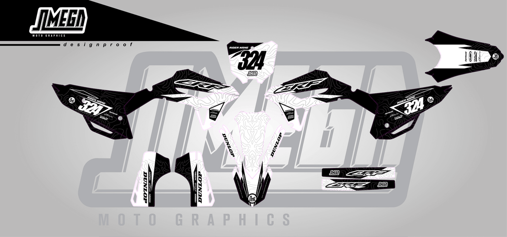 honda crf 450r black expansion sticker kit flat lay