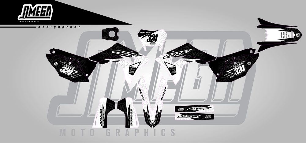 honda crf 450x black expansion sticker kit flat lay