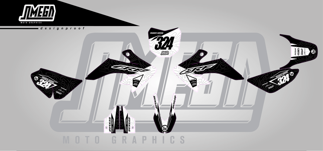 honda crf 50 black expansion sticker kit flat lay