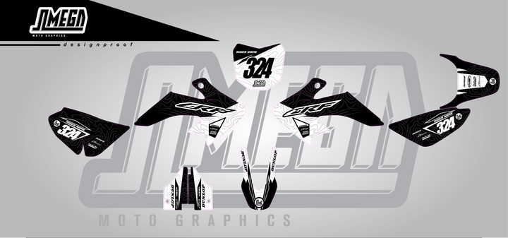 honda crf 50 black expansion sticker kit flat lay