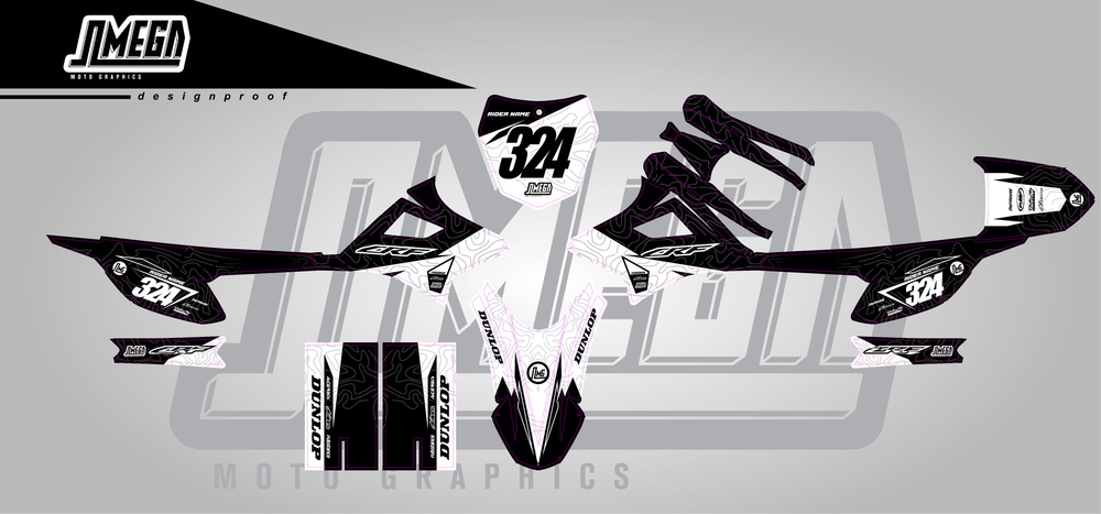 honda crf e2 black expansion sticker kit flat lay