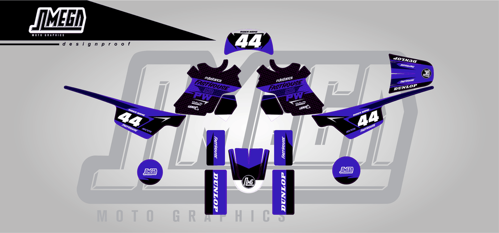 yamaha pw 50 blue boss sticker kit flat lay