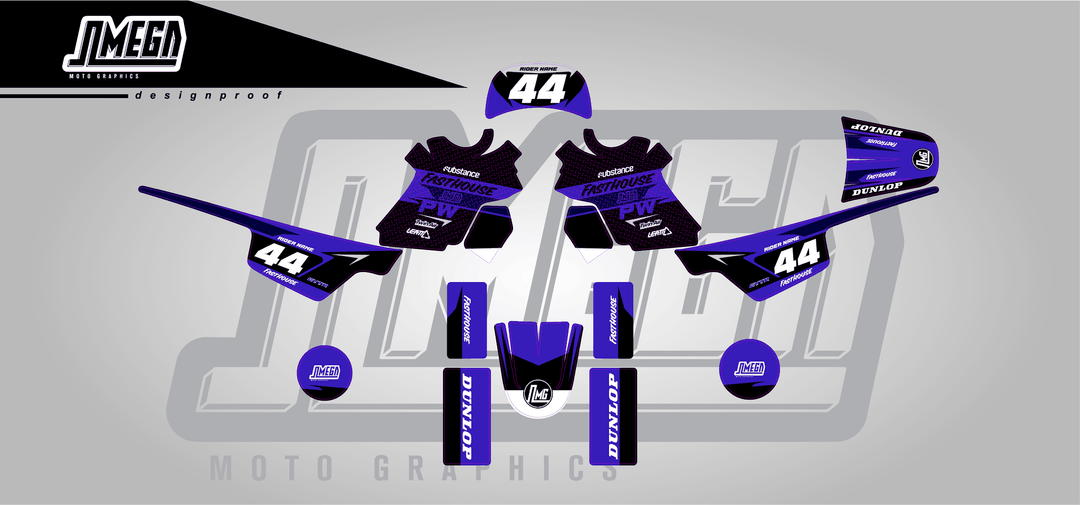 yamaha pw 50 blue boss sticker kit flat lay